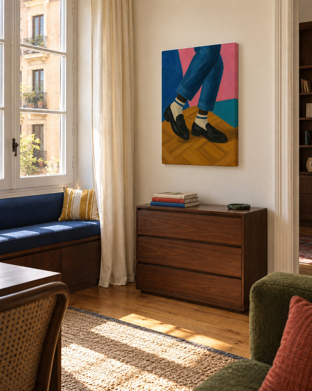 Tassel Loafers - Unframed canvas in an interior