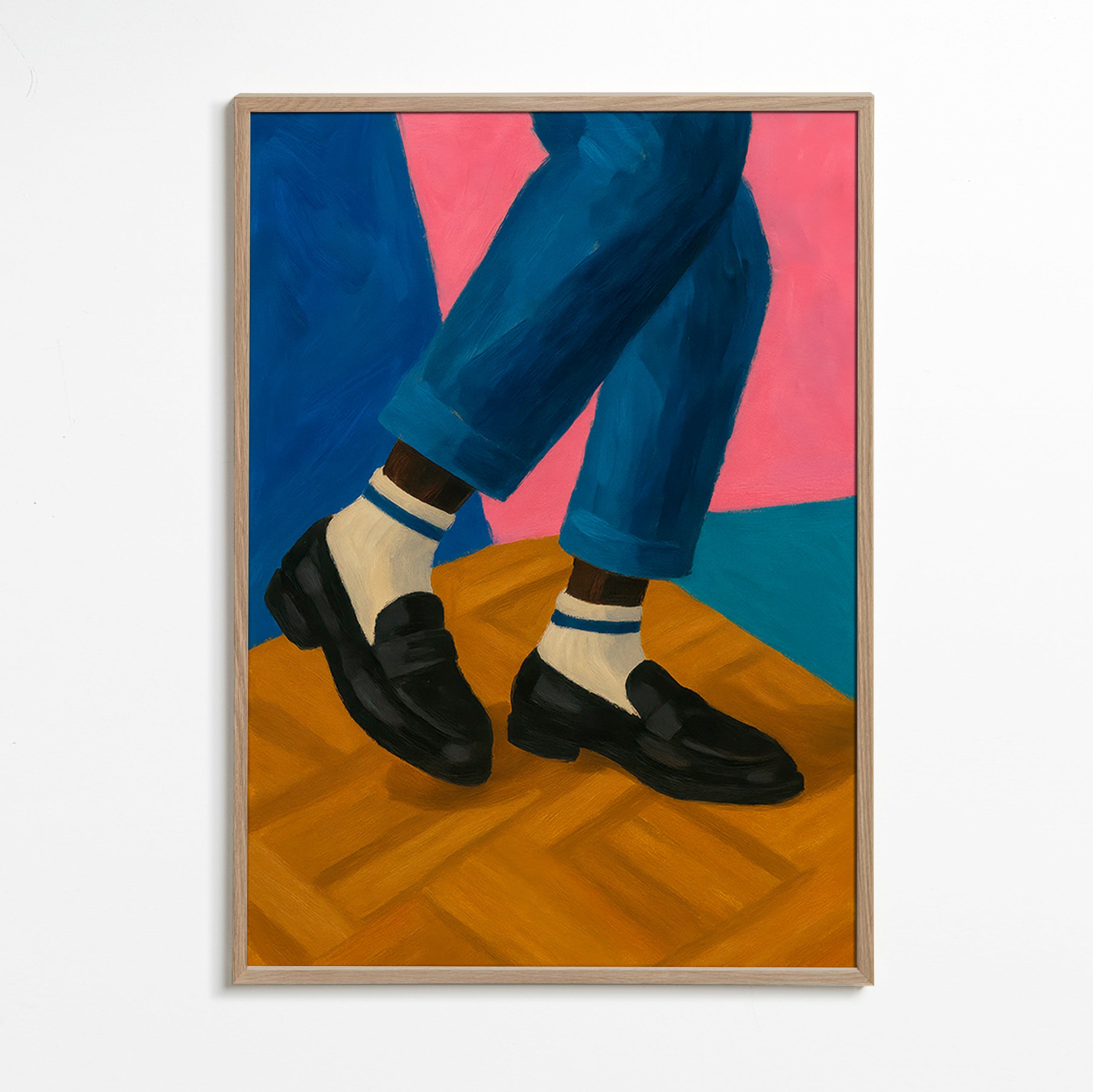 Ilustración de loafers y calcetines a rayas – Oak Frame