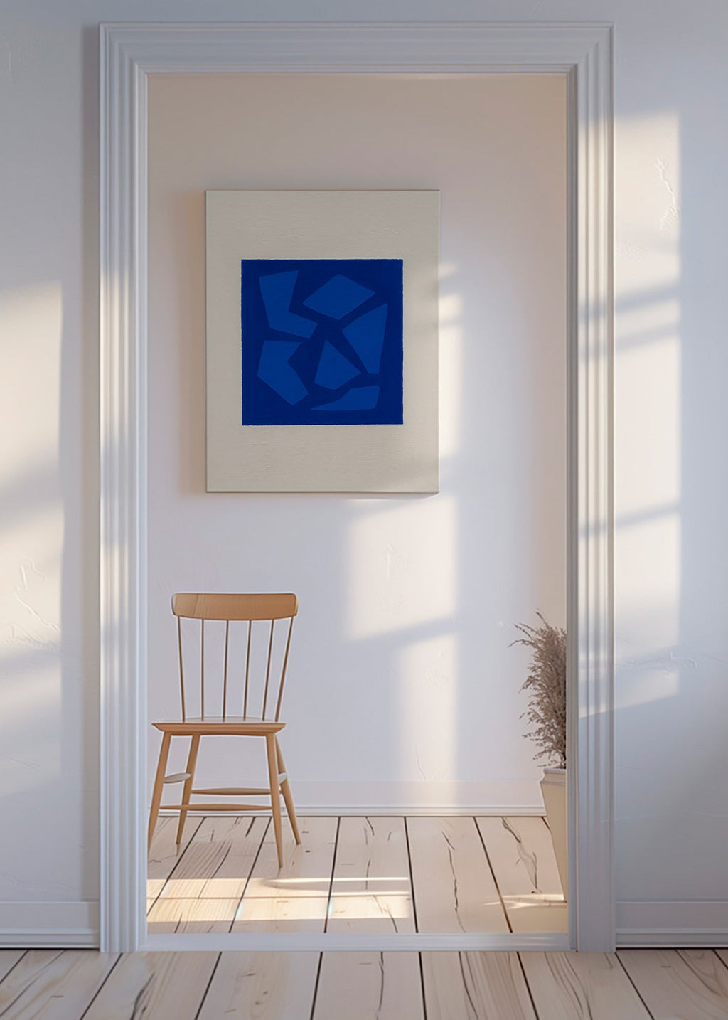 Cuadro abstracto azul con formas fragmentadas – Canvas