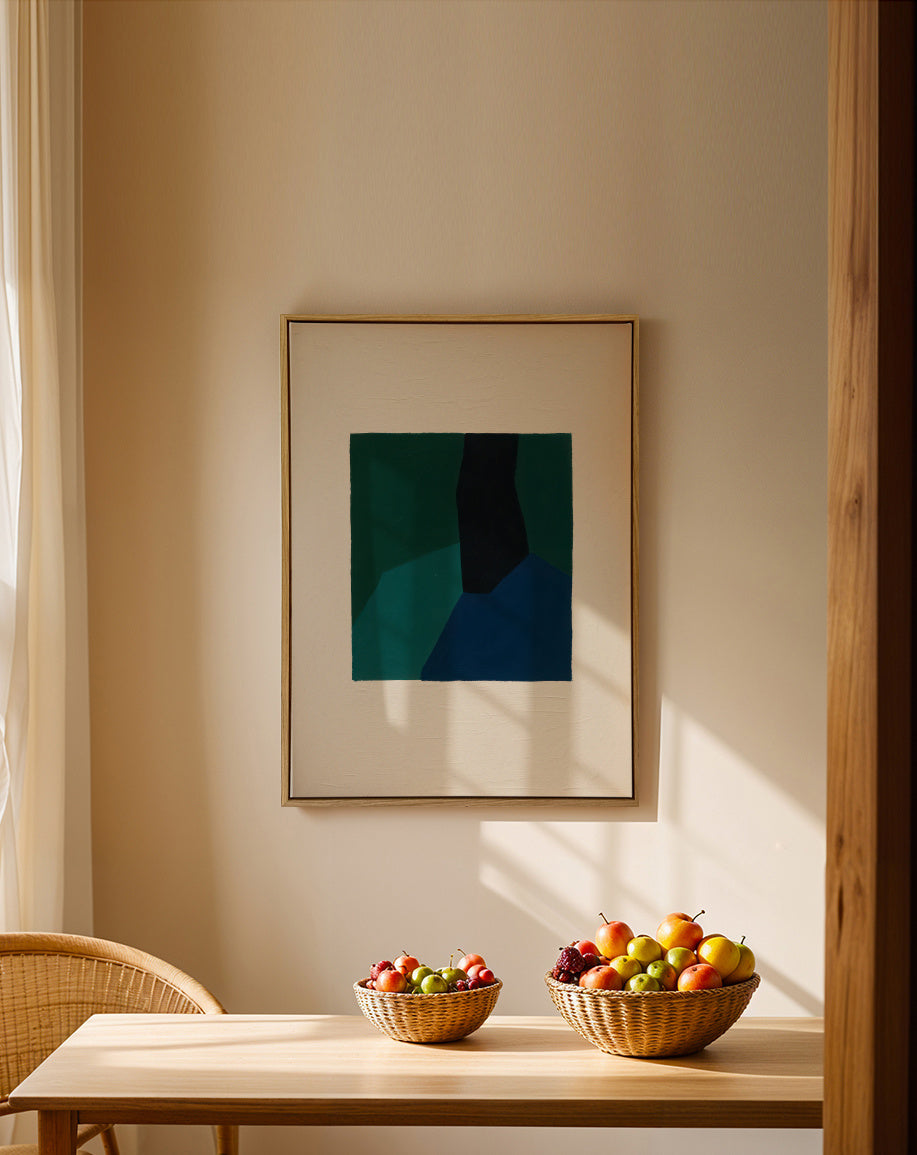 Emerald Depths - Framed canvas in an interior