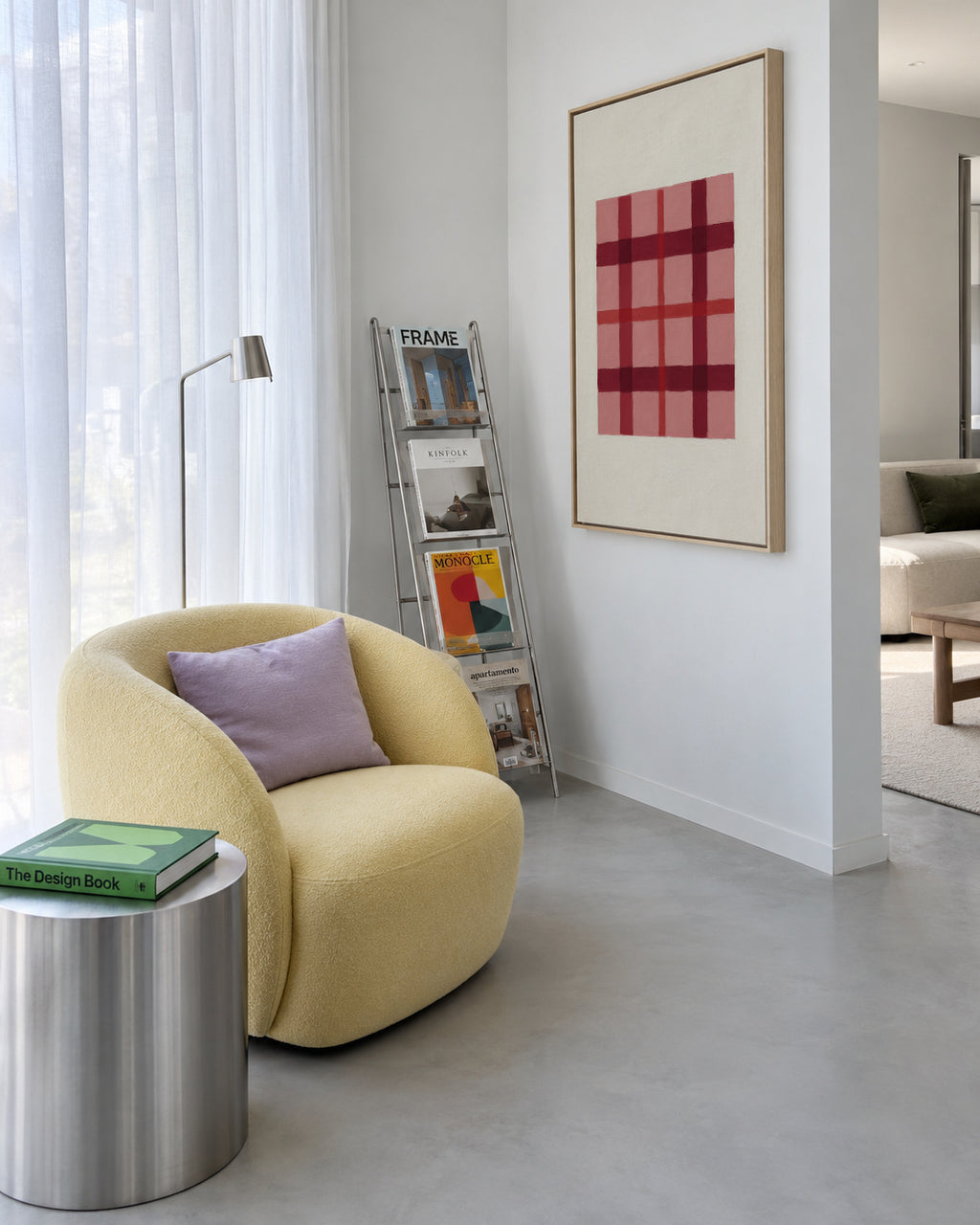 Rose Tartan - Framed canvas in an interior