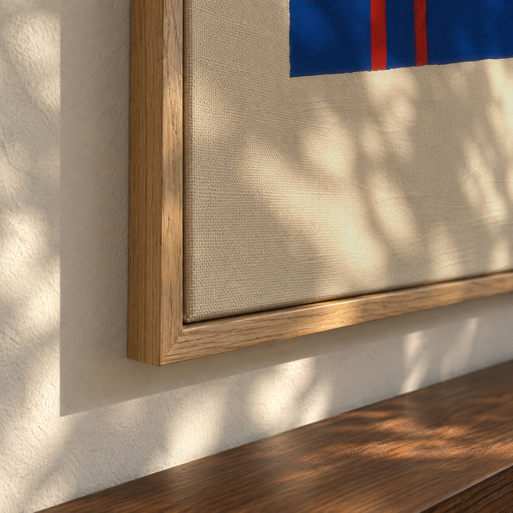 Cobalt Plaid - Framed canvas detail