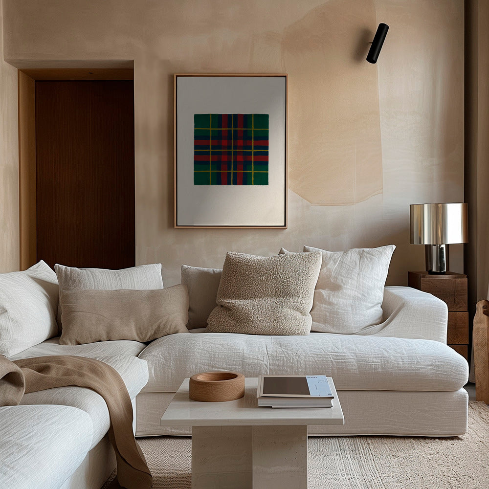 Cuadro geométrico con trama tartán pintada a mano – Canvas2