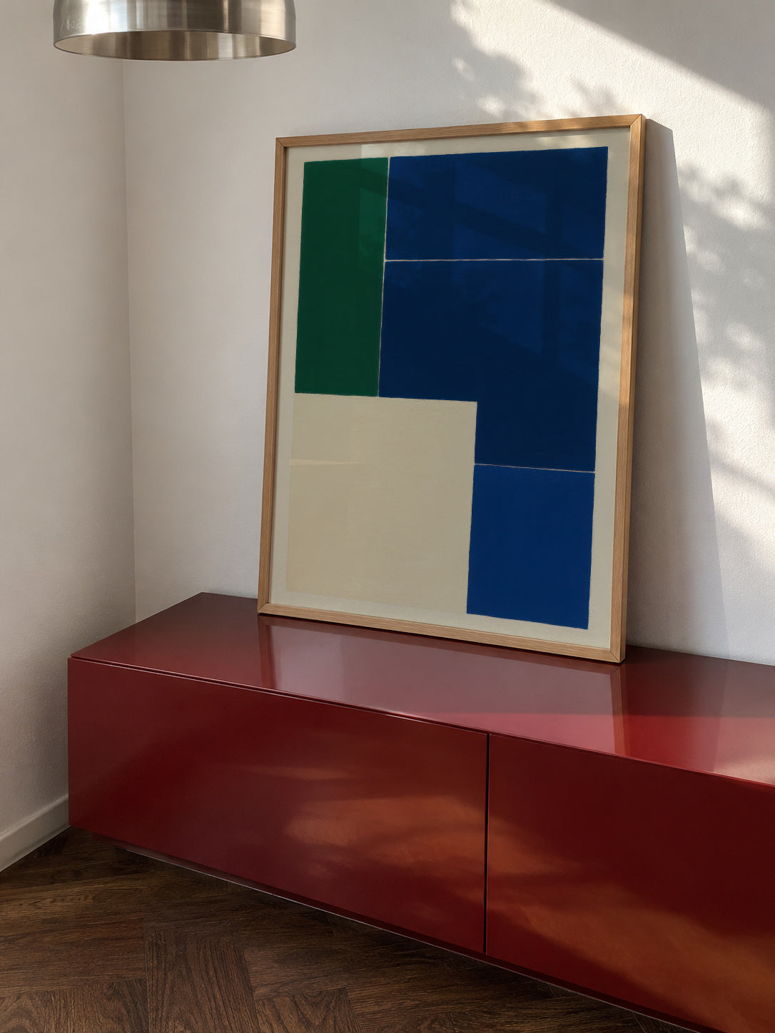 Teal Structure - Framed poster in an interior