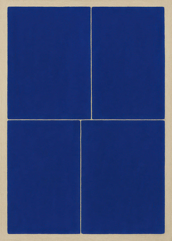 Cuadro geométrico con bloques azules