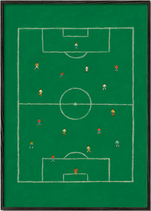 Cuadro deportivo: campo de fútbol ilustrado – Black Frame