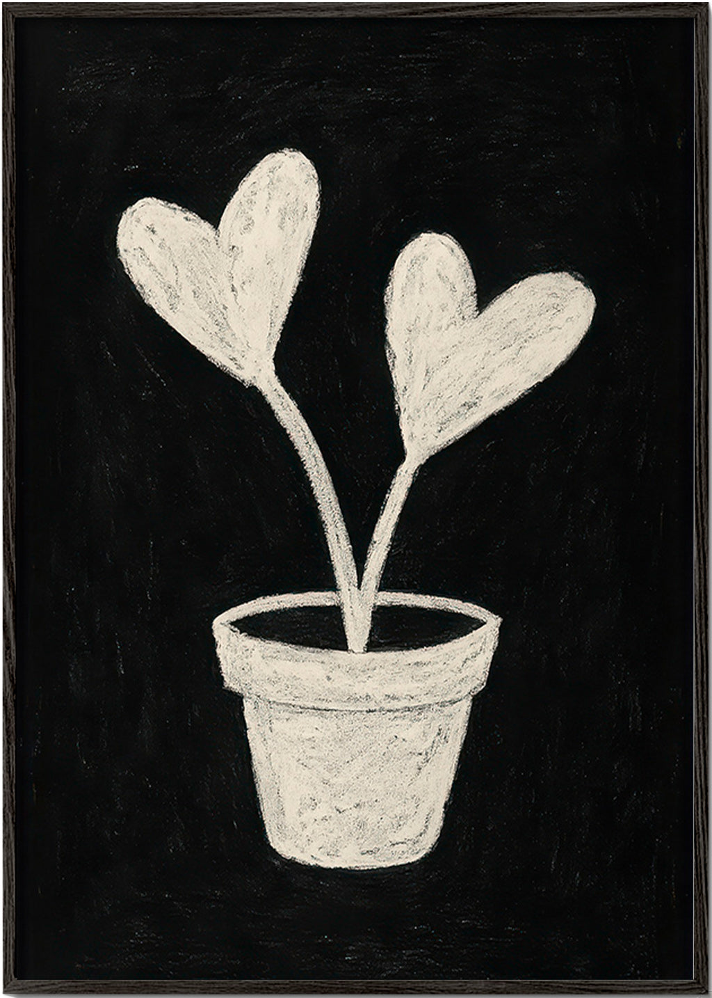 Lámina botánica con hojas en forma de corazón – Black Frame