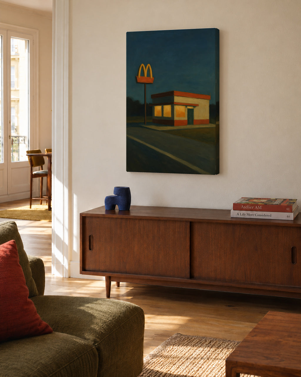 Midnight Drive-Thru - Unframed canvas in an interior