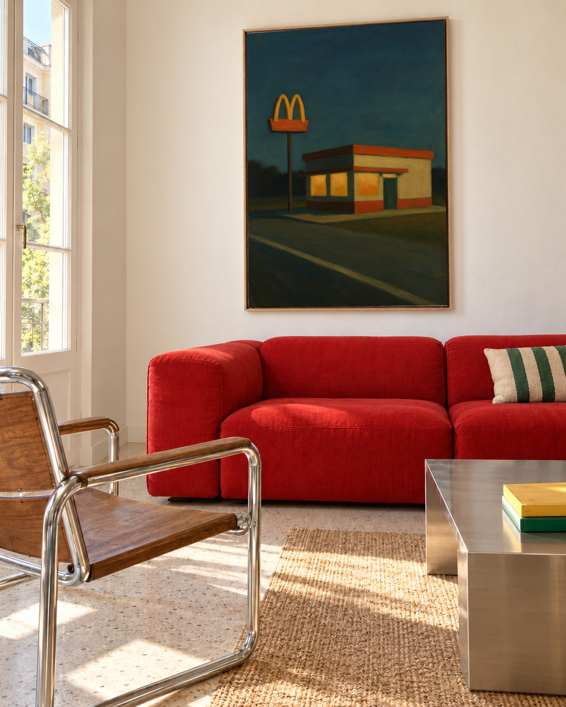 Midnight Drive-Thru - Framed canvas in an interior