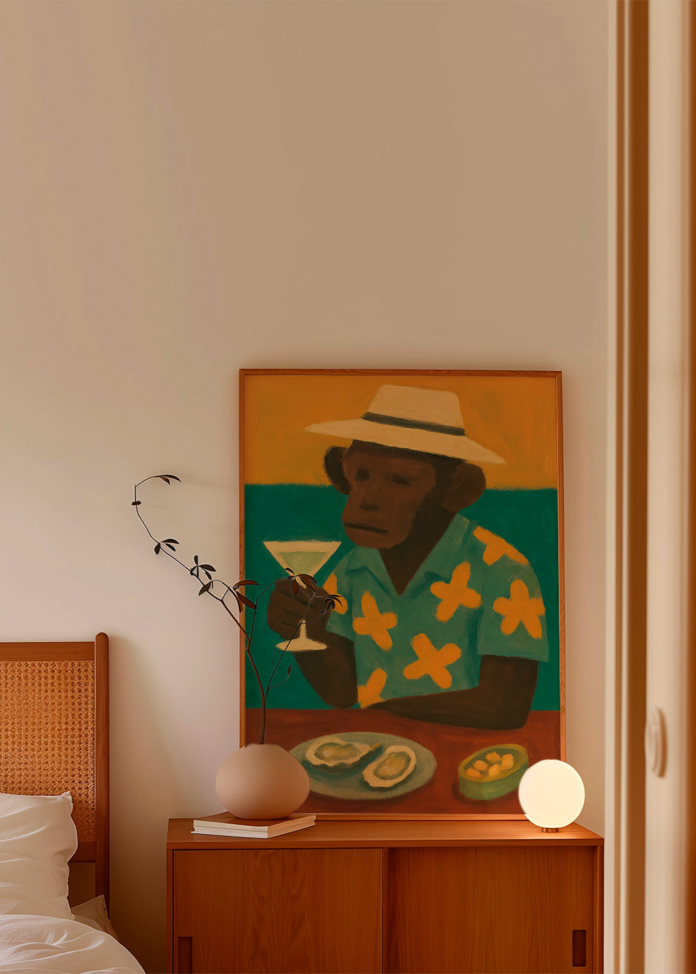 Cuadro de cocina con mono y cóctel – Product1