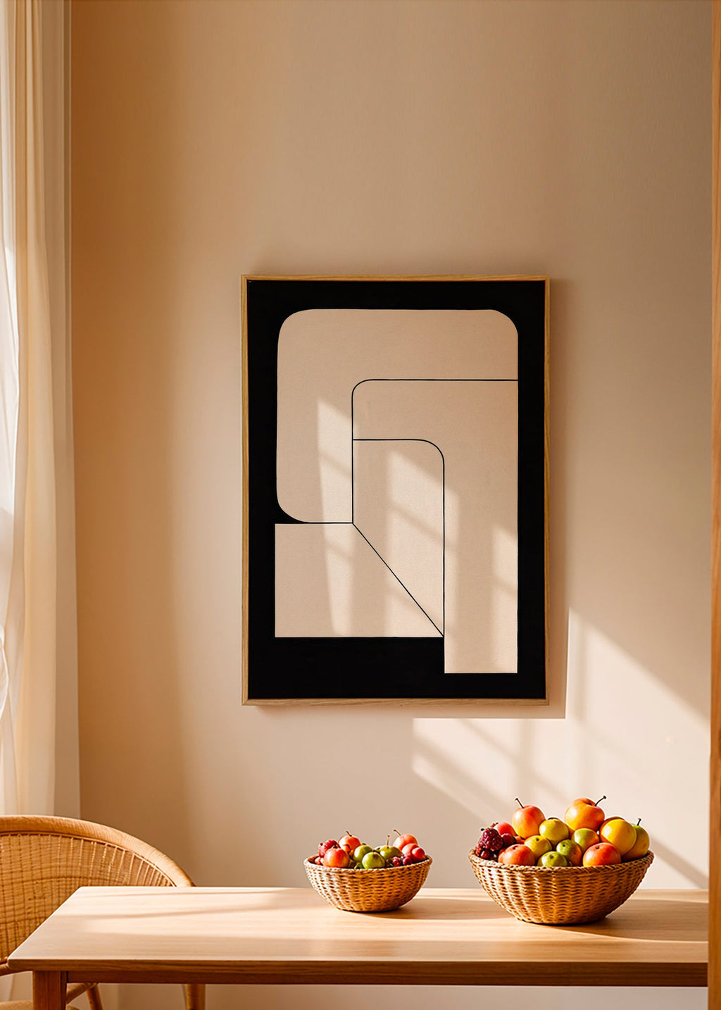 Cuadro geométrico minimalista crema y negro – Canvas2