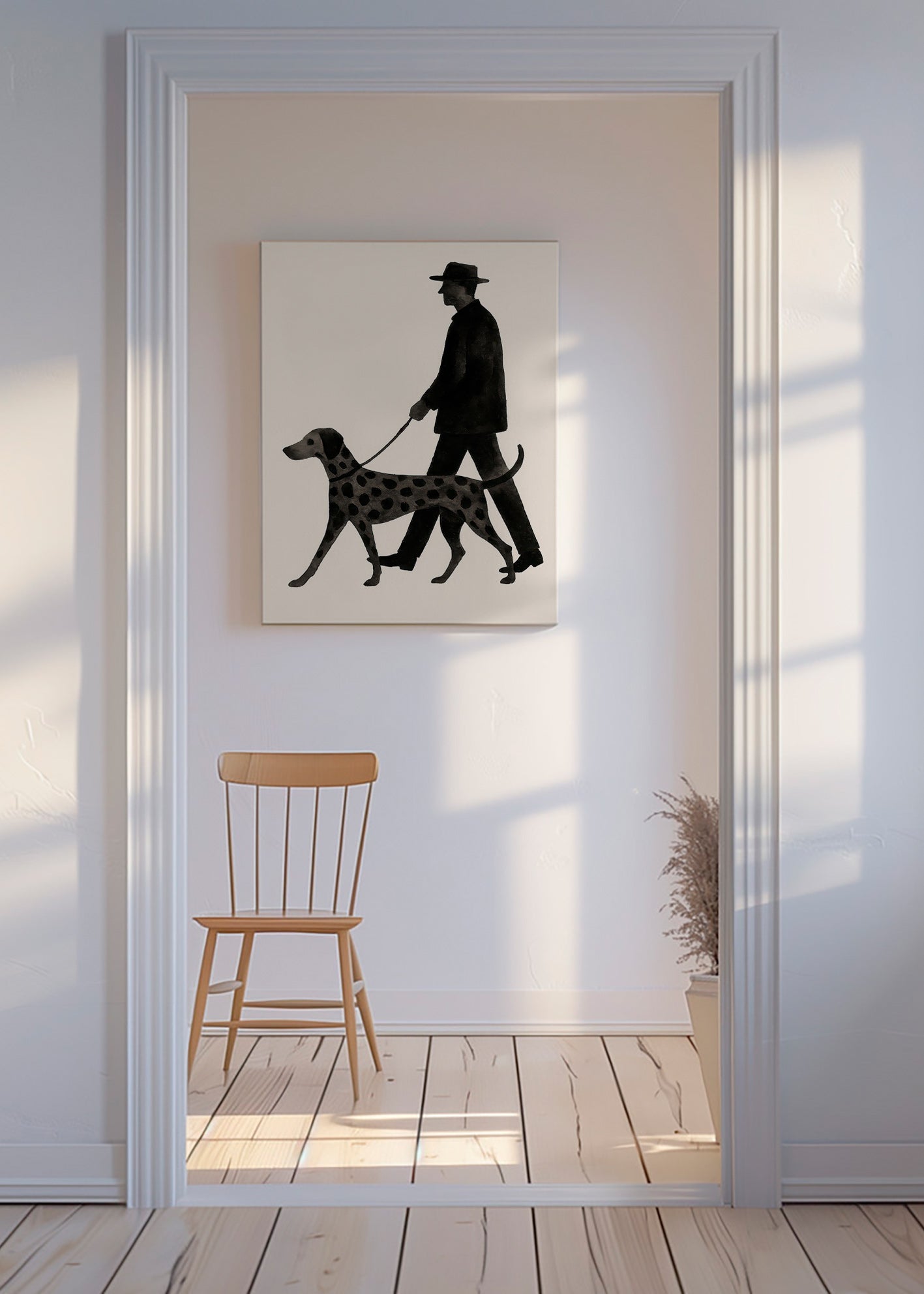 Cuadro perro paseando en silueta – Canvas