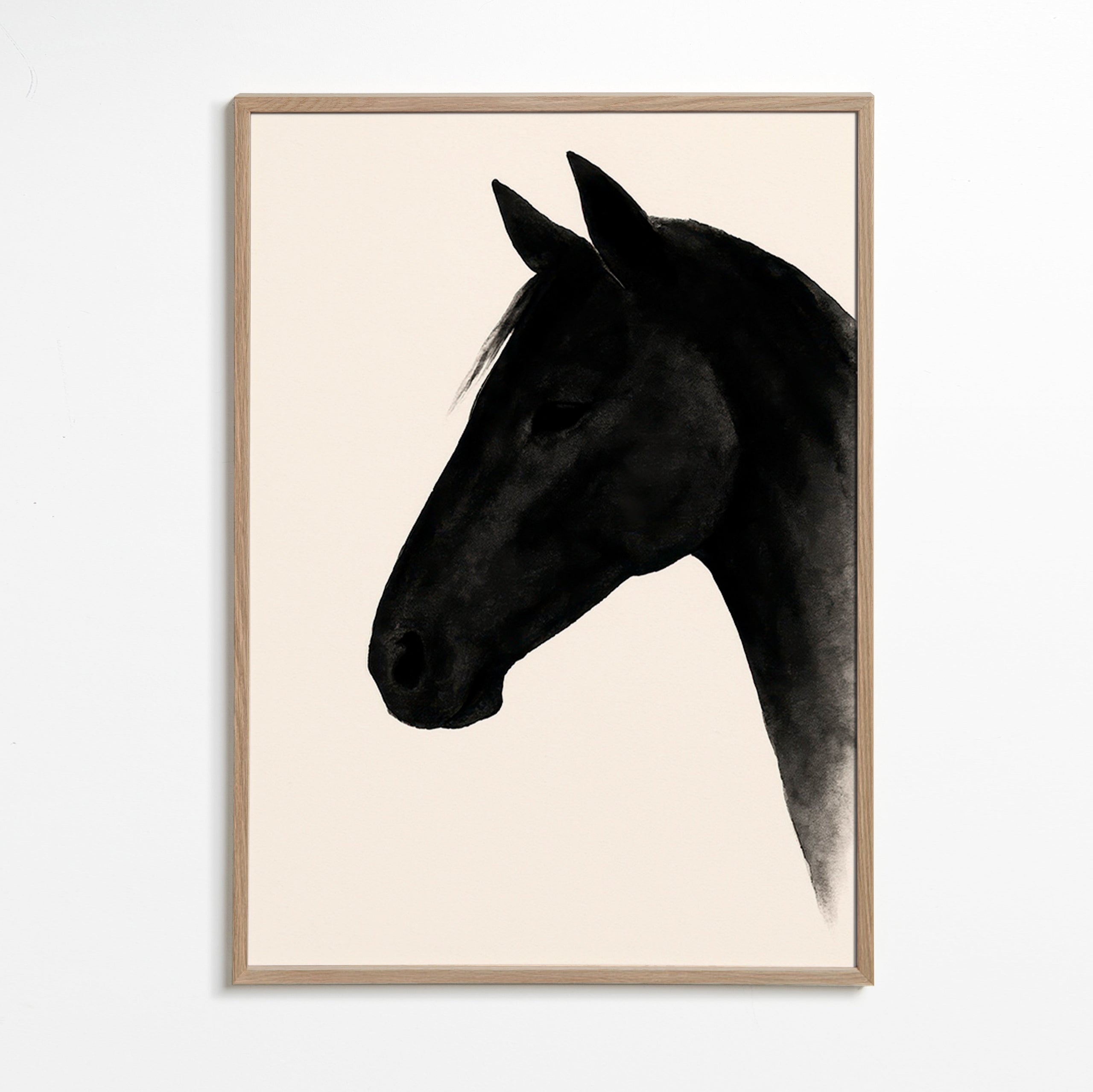 Cuadro perfil de caballo negro – Oak Frame