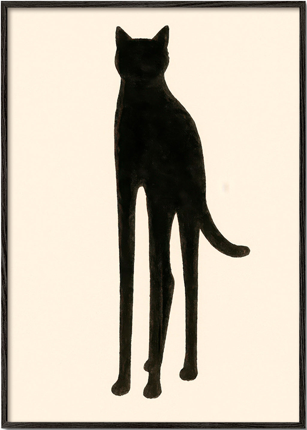 Cuadro de gato en silueta alargada – Black Frame