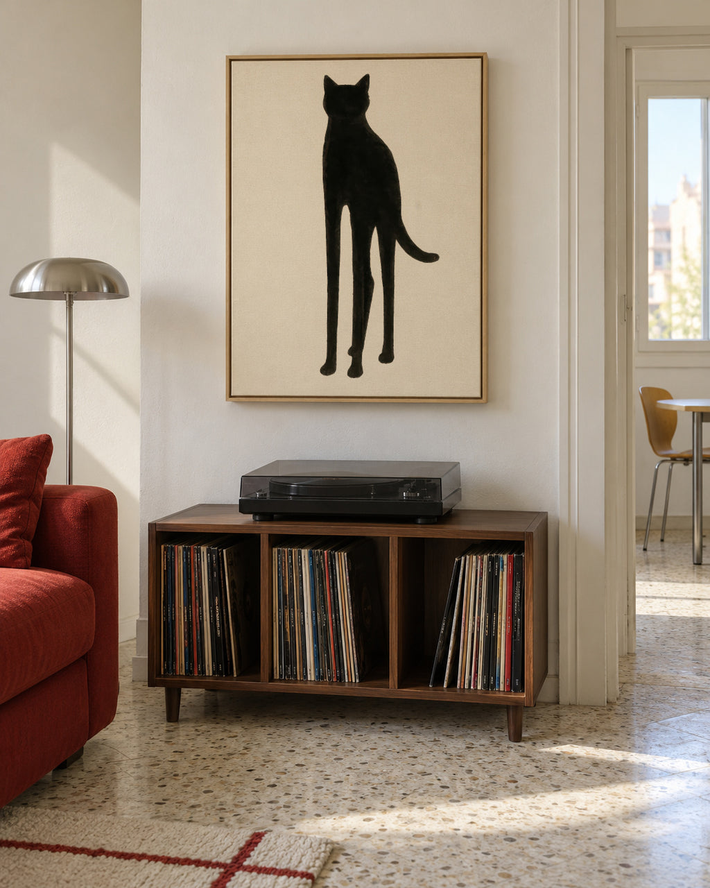 Slender Feline - Framed canvas in an interior