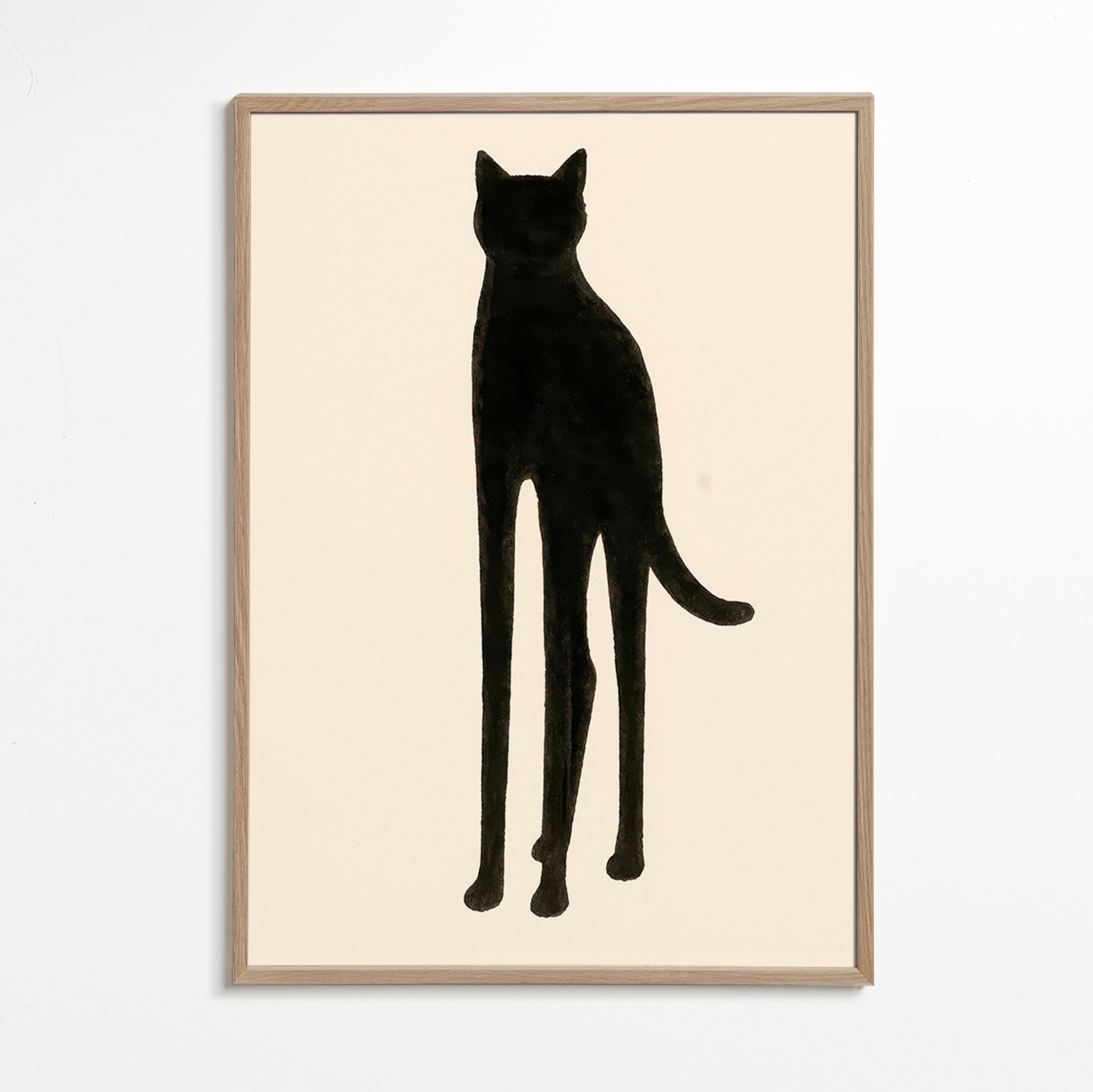 Cuadro de gato en silueta alargada – Oak Frame