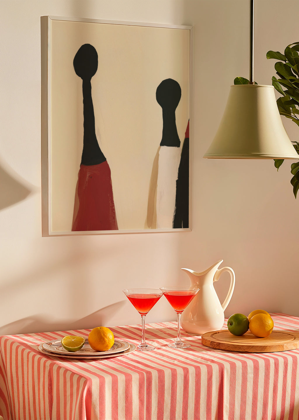 Red Skirt Figures - Framed poster in an interior