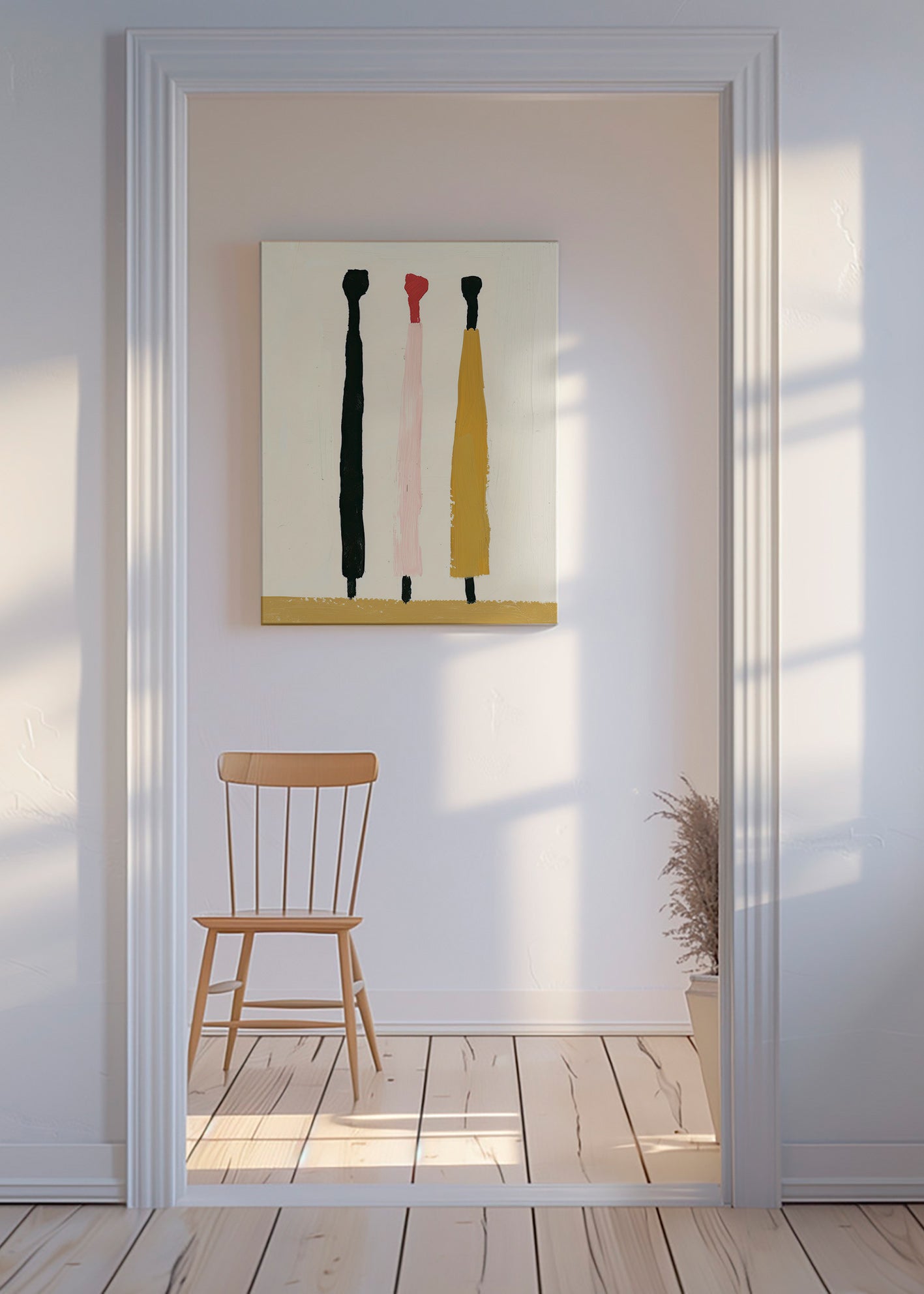 Cuadro abstracto de tres pinceladas verticales – Canvas