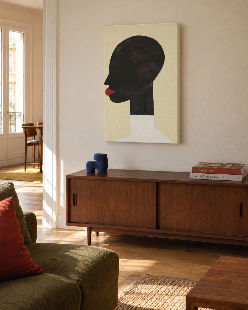 Profile in White - Unframed canvas in an interior