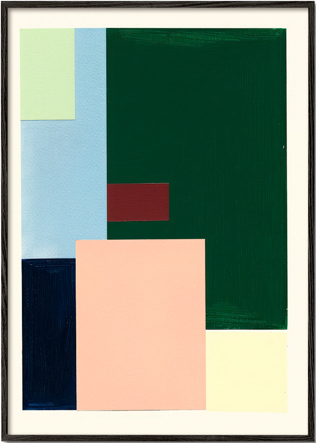 Cuadro geométrico con bloques color pastel – Black Frame