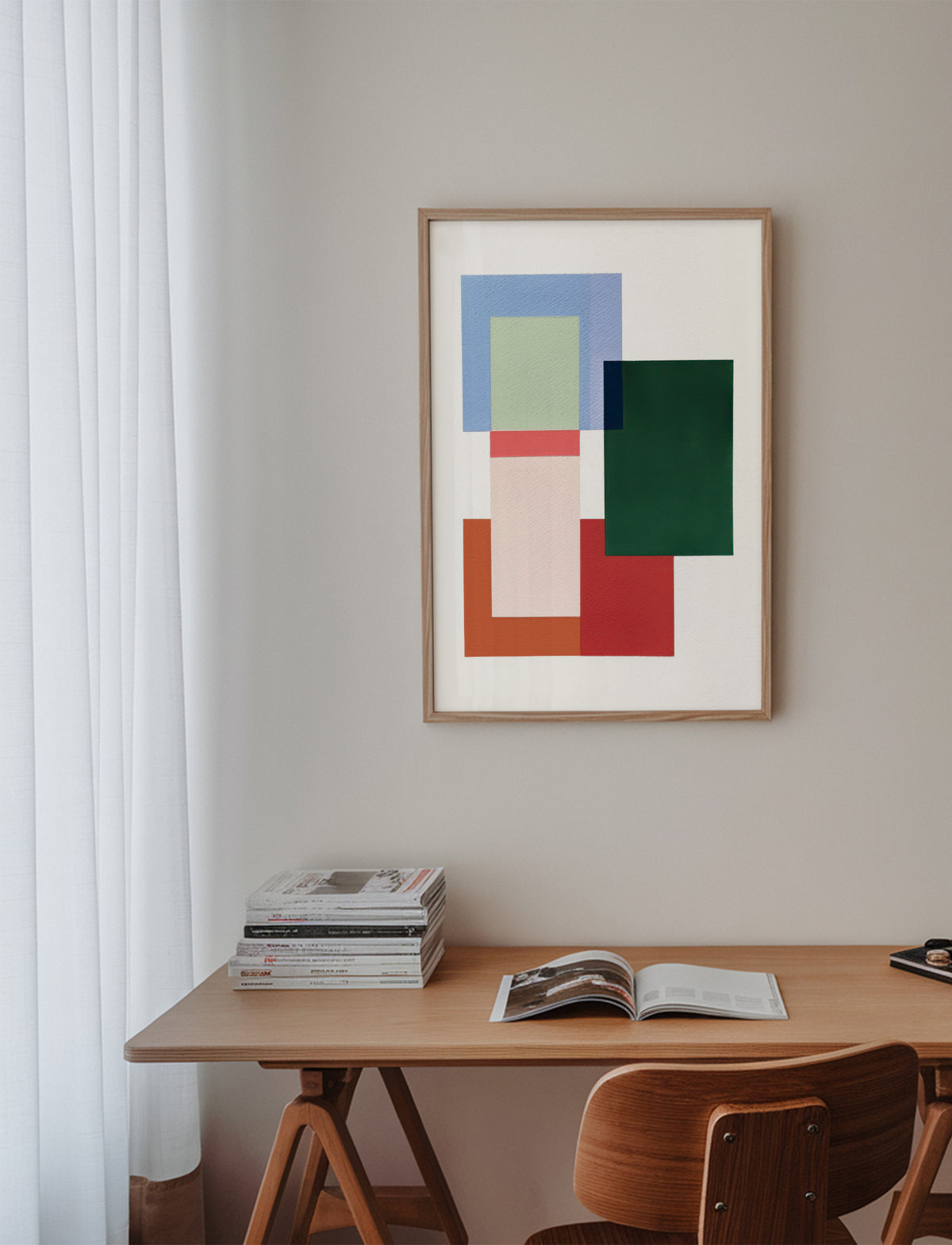 Pastel Construction V - Framed poster in an interior