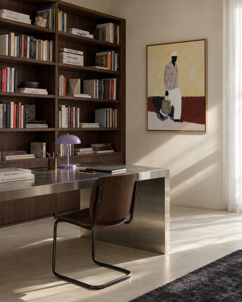 White Suit Walk II - Framed canvas in an interior