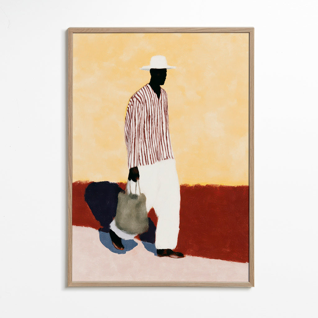 Ilustración de figura caminante con sombrero – Oak Frame