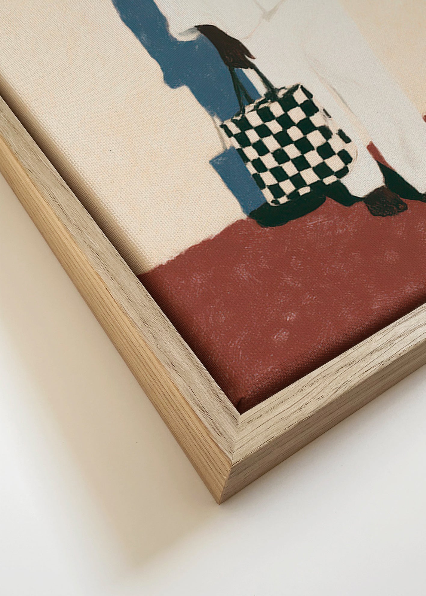 Cuadro minimalista con figura en traje blanco – Canvas detail