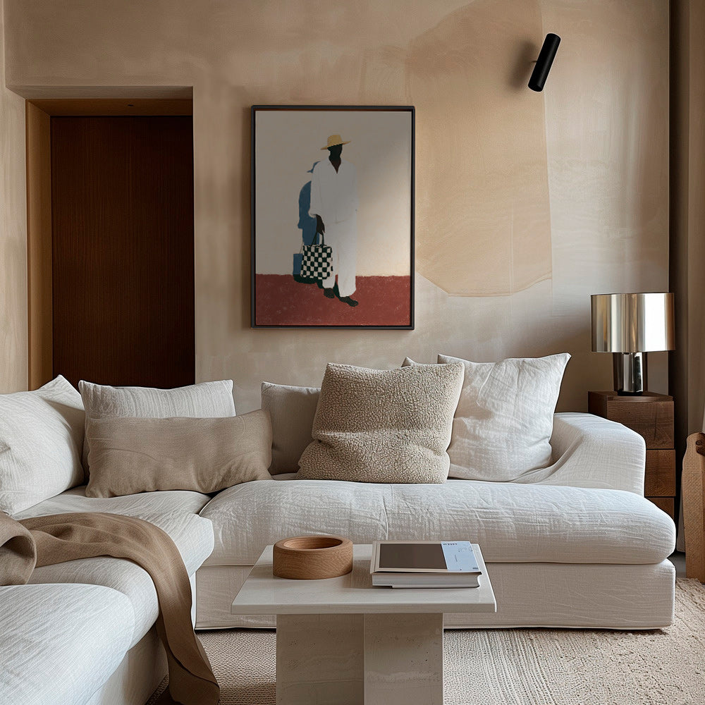 Cuadro minimalista con figura en traje blanco – Canvas1