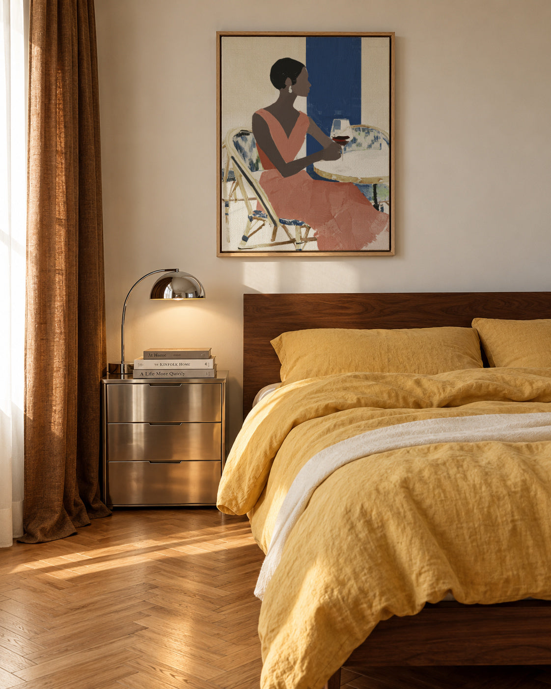 Terrace Rose - Framed canvas in an interior