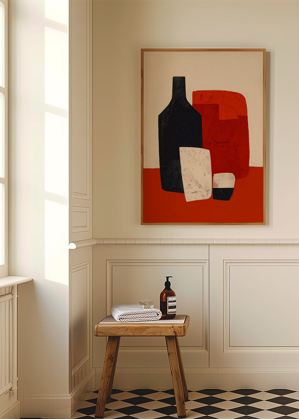 Cuadro de cocina geométrico con botella y copas – Product3