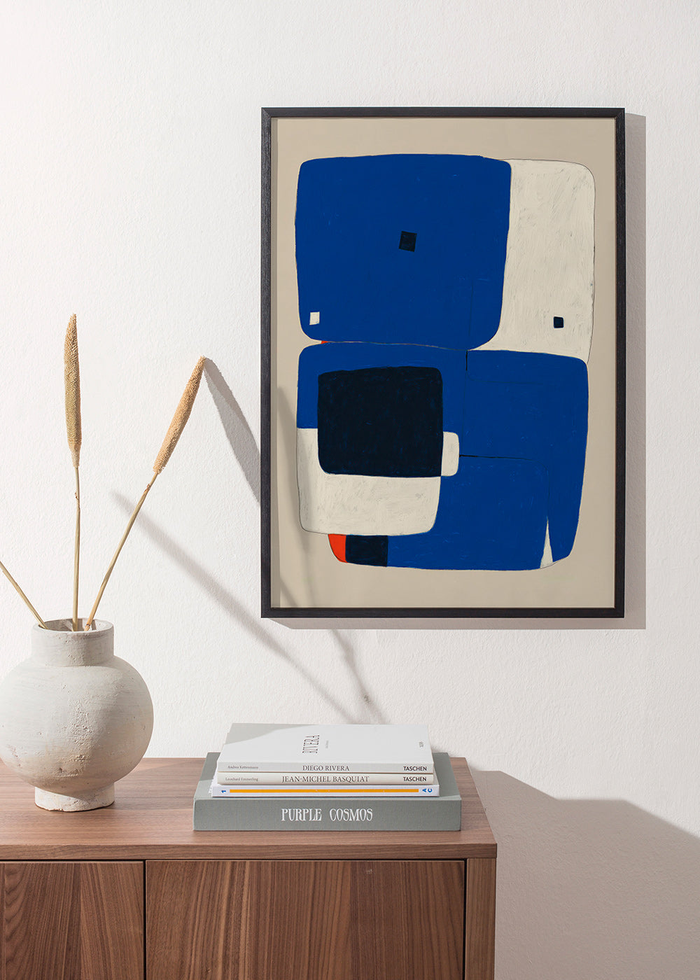 Cuadro abstracto azul con bloques orgánicos – Product1