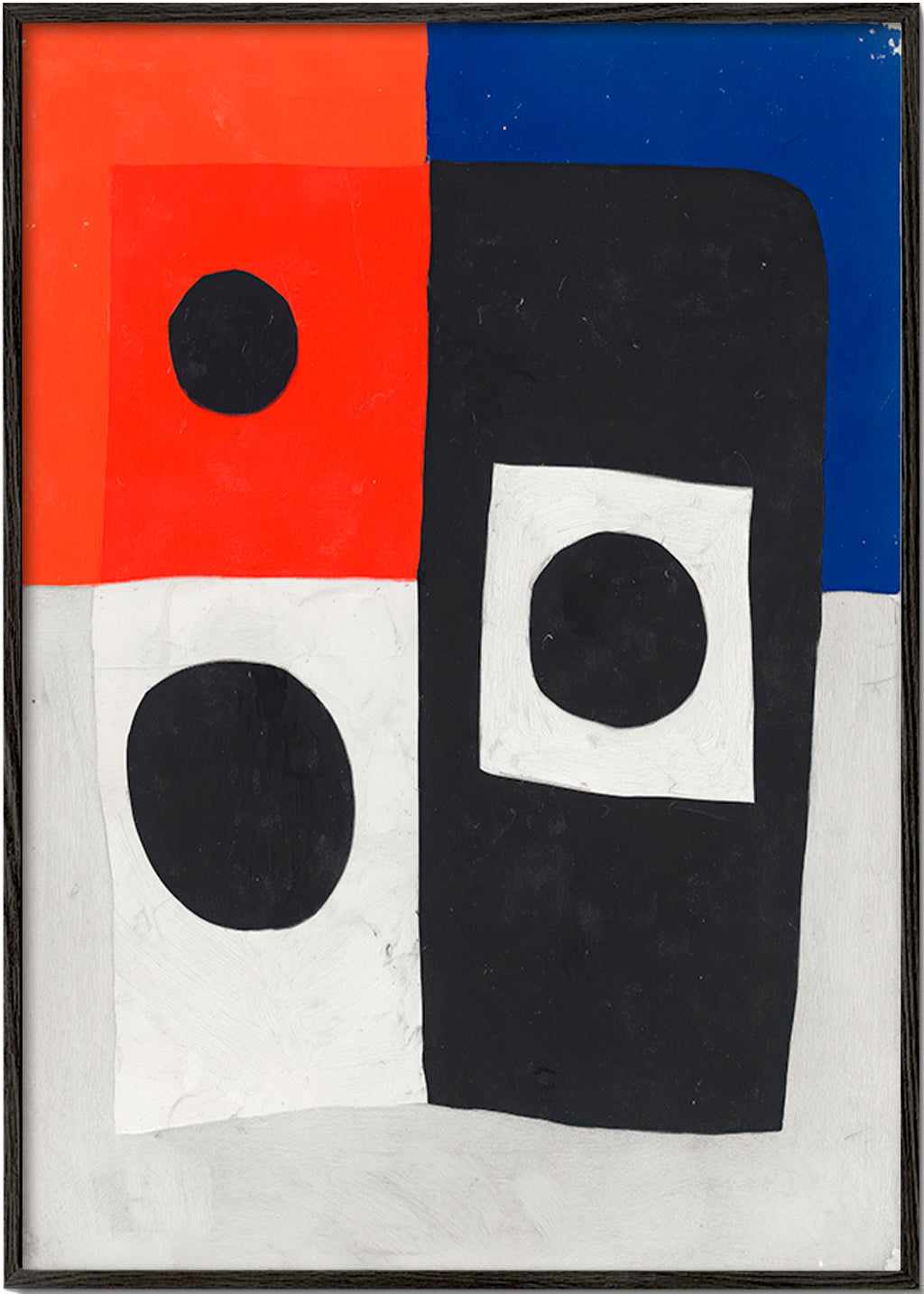 Cuadro geométrico con bloques y círculos – Black Frame