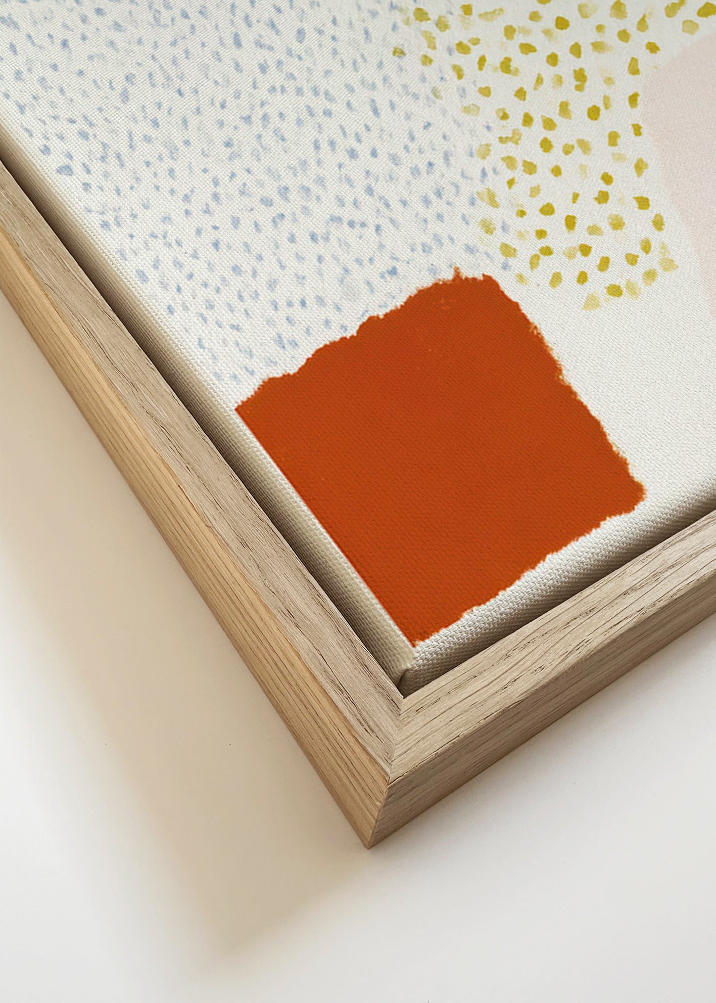 Lámina botánica con bloques oliva y terracota – Canvas detail