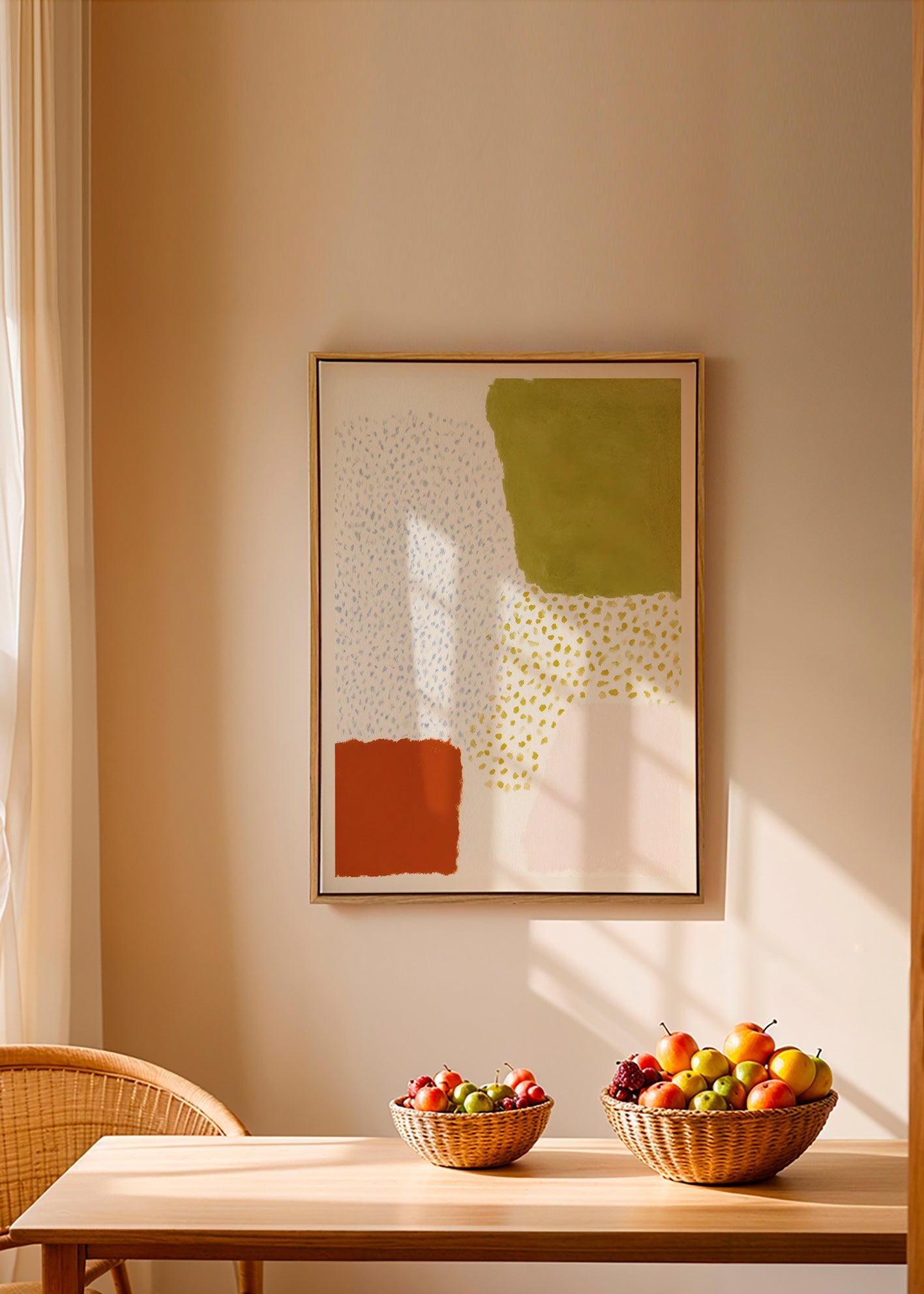 Lámina botánica con bloques oliva y terracota – Canvas2