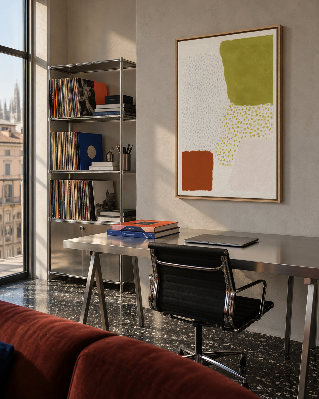 Olive Pattern - Framed canvas in an interior
