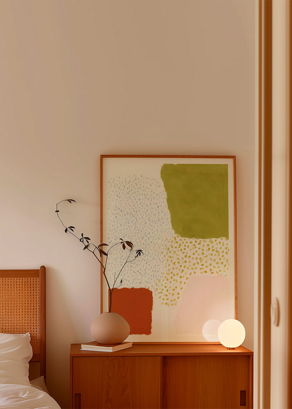 Lámina botánica con bloques oliva y terracota – Product1