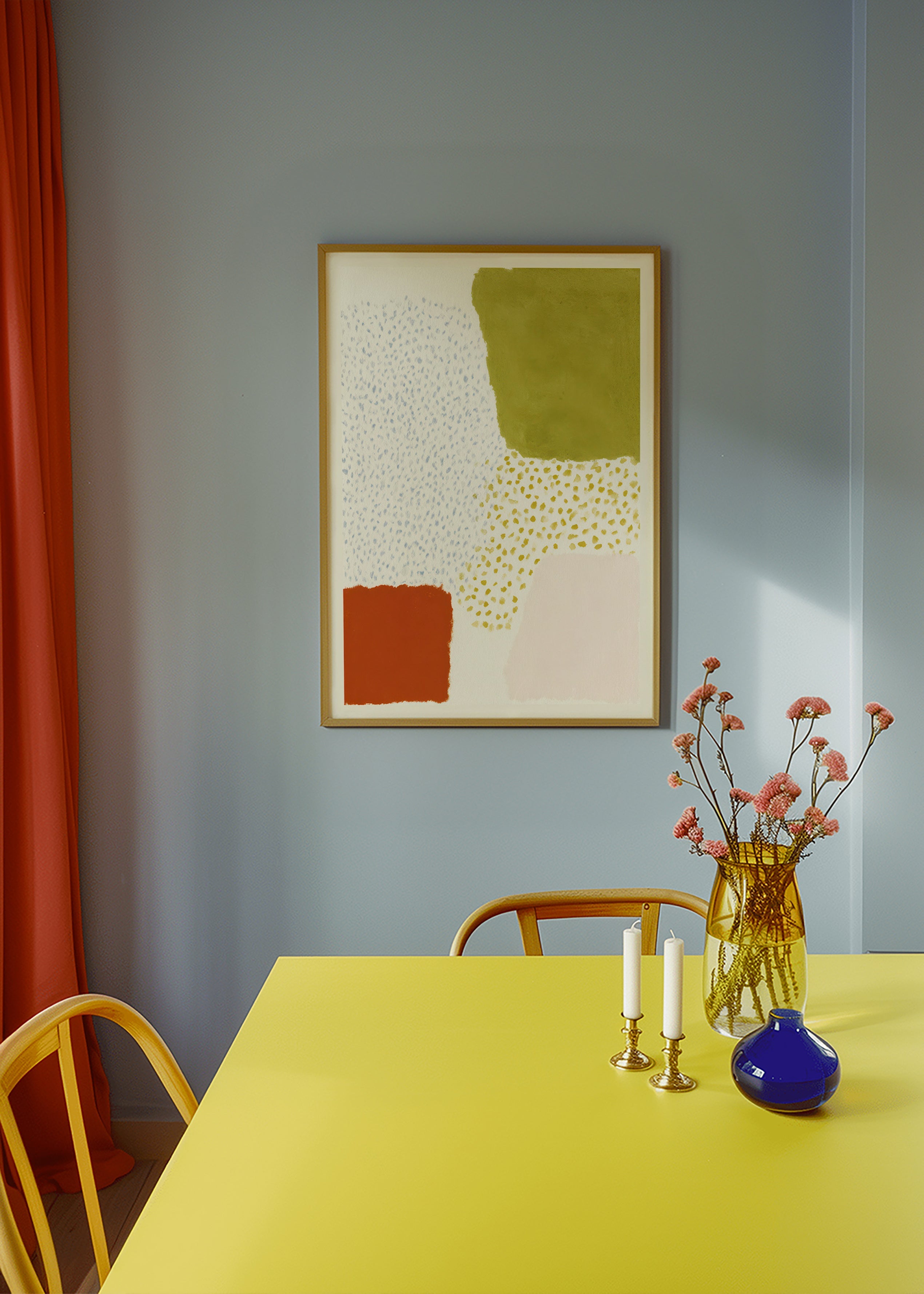 Lámina botánica con bloques oliva y terracota – Product3