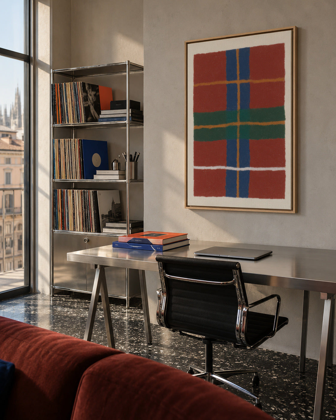 Tartan Study I - Framed canvas in an interior