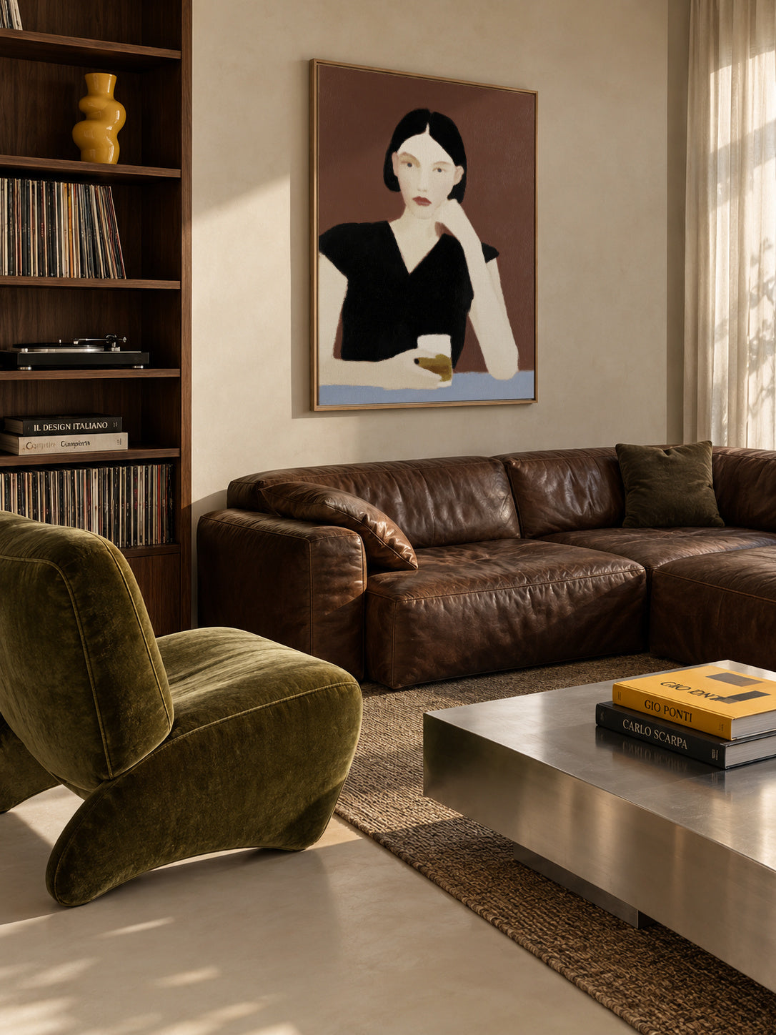 The Pensive Drinker - Framed canvas in an interior