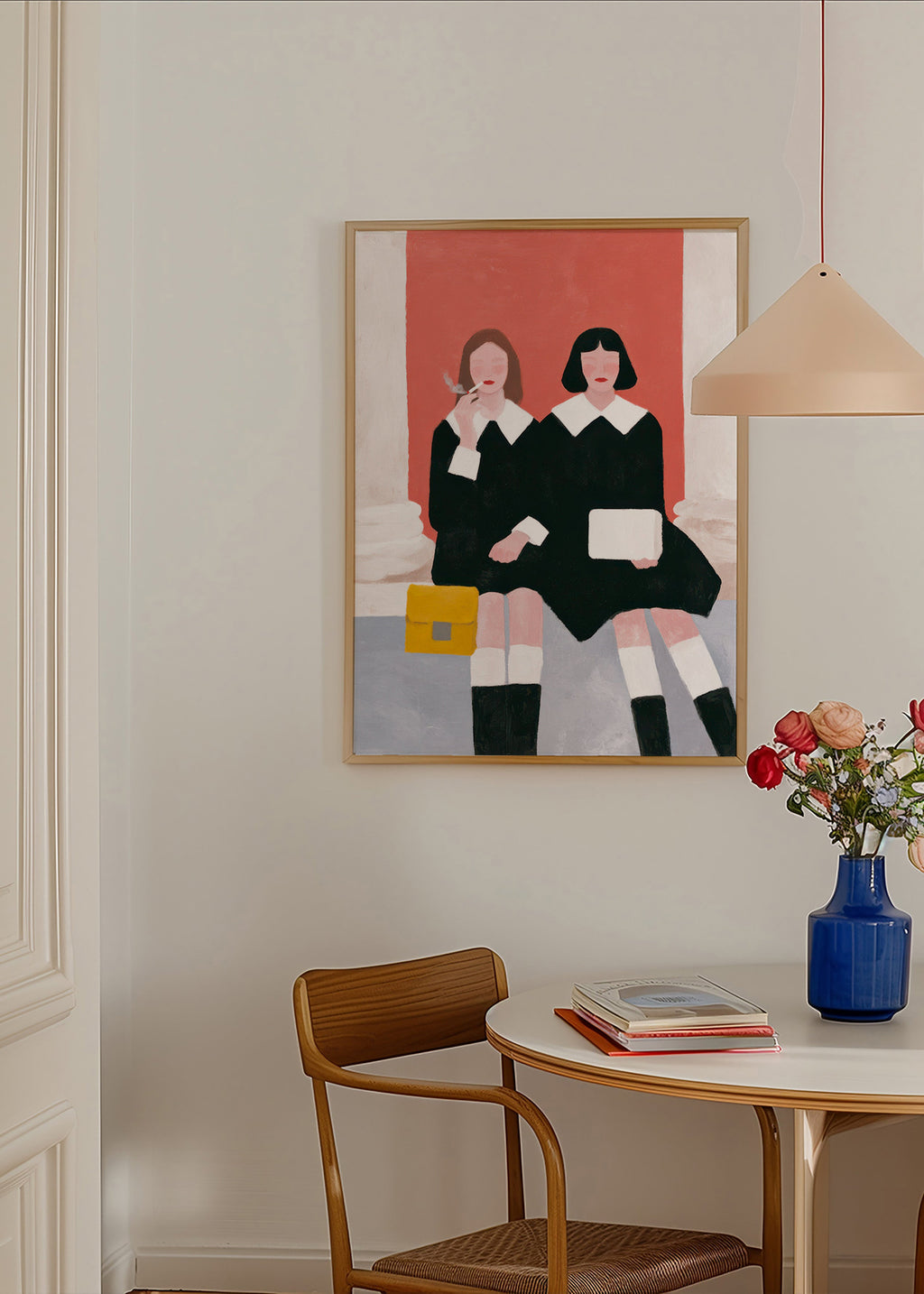 Ilustración de dos figuras sentadas estilo retro – Product1