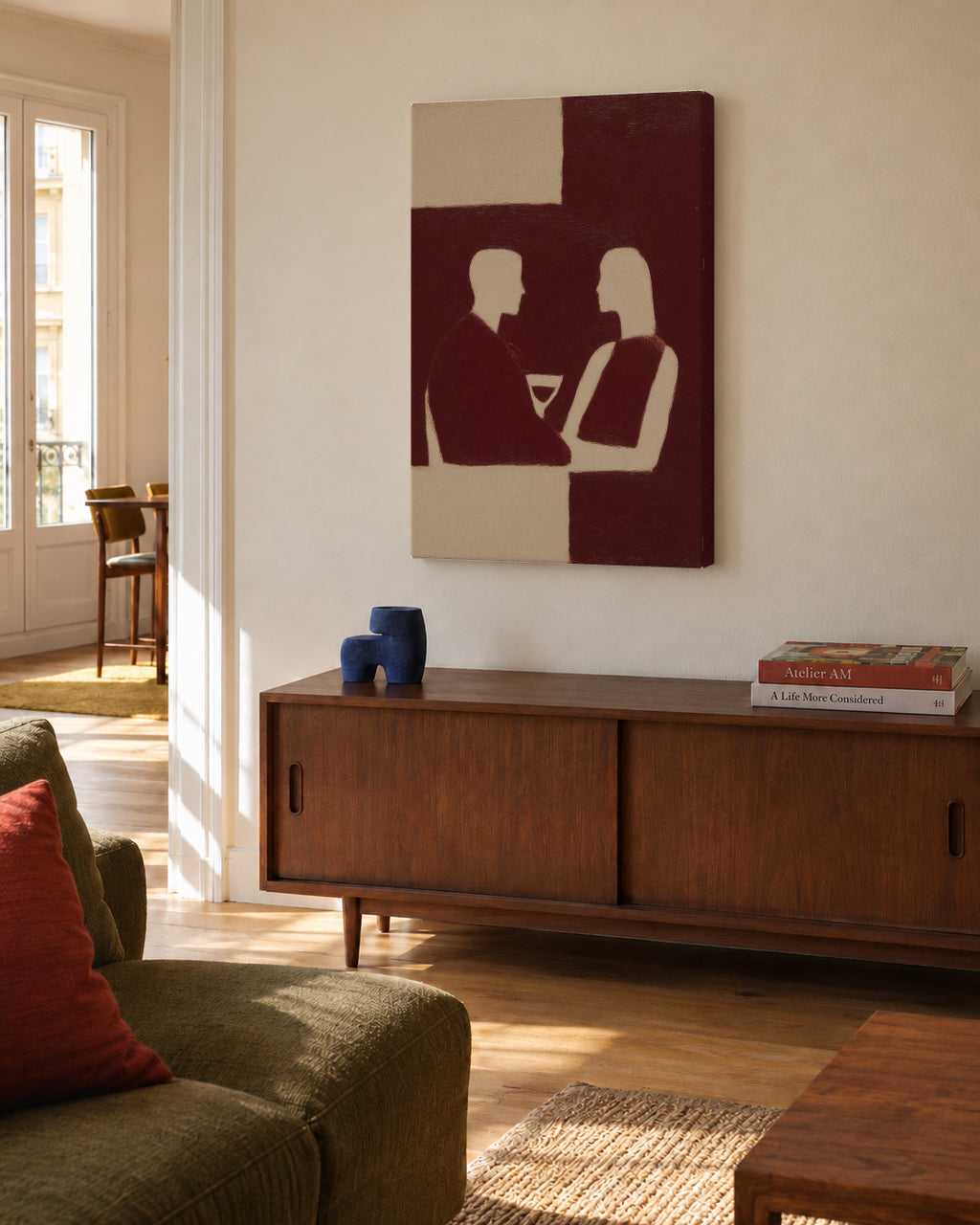 Dinner Silhouette - Unframed canvas in an interior
