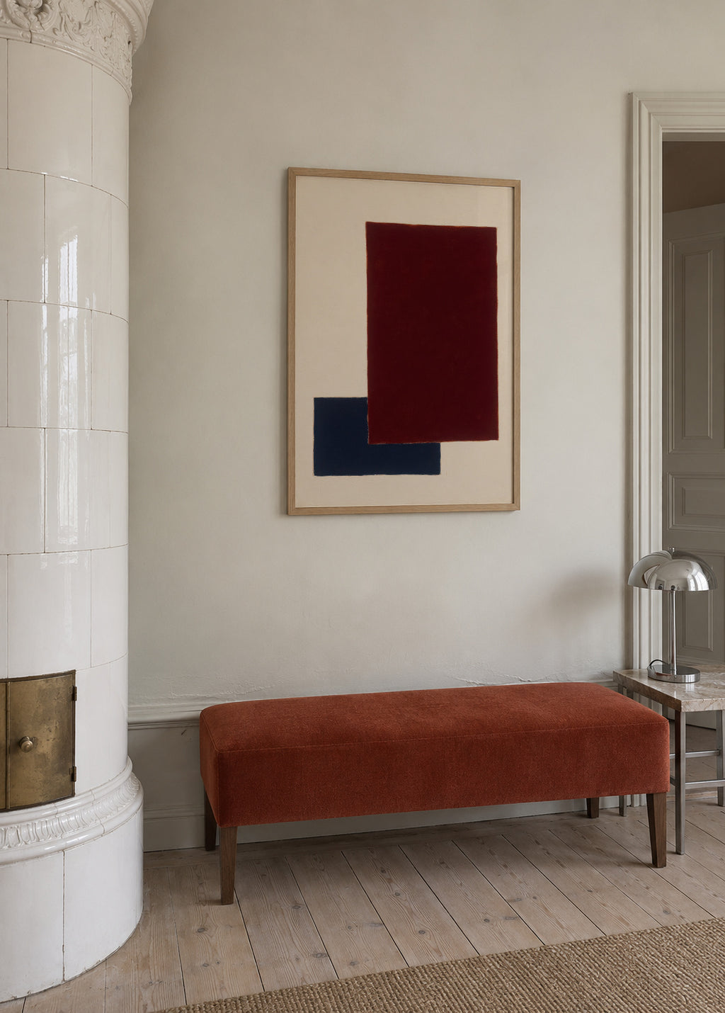 Burgundy Corner II - Framed poster in an interior