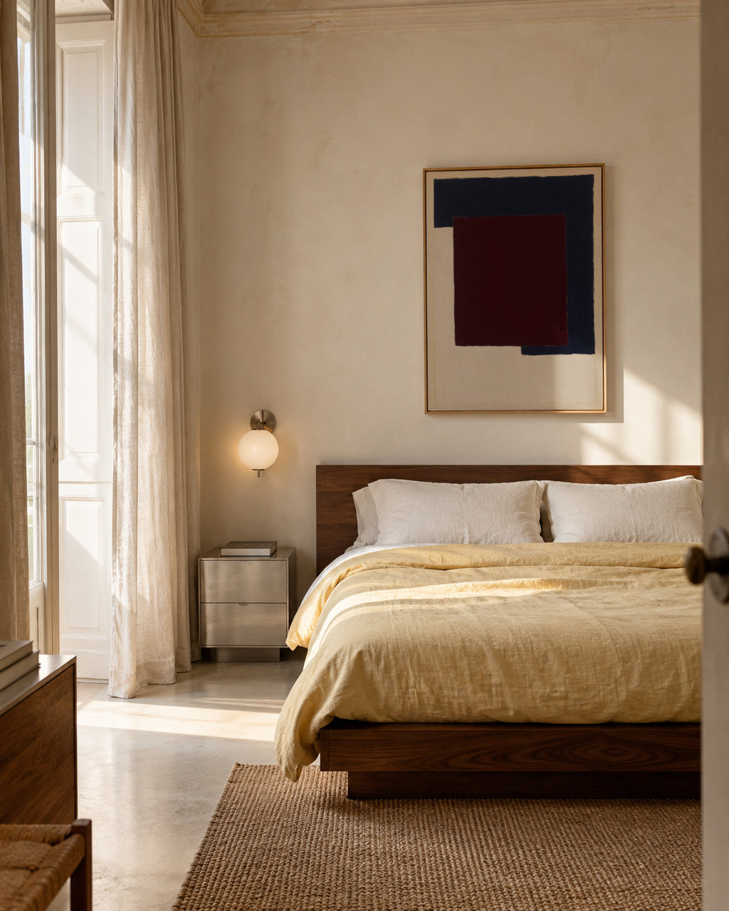 Burgundy Corner IV - Framed canvas in an interior