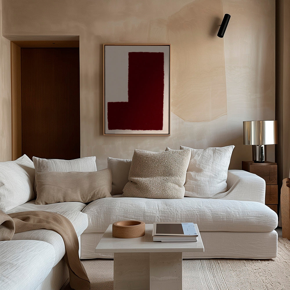 Cuadro abstracto con gran bloque burdeos – Canvas2