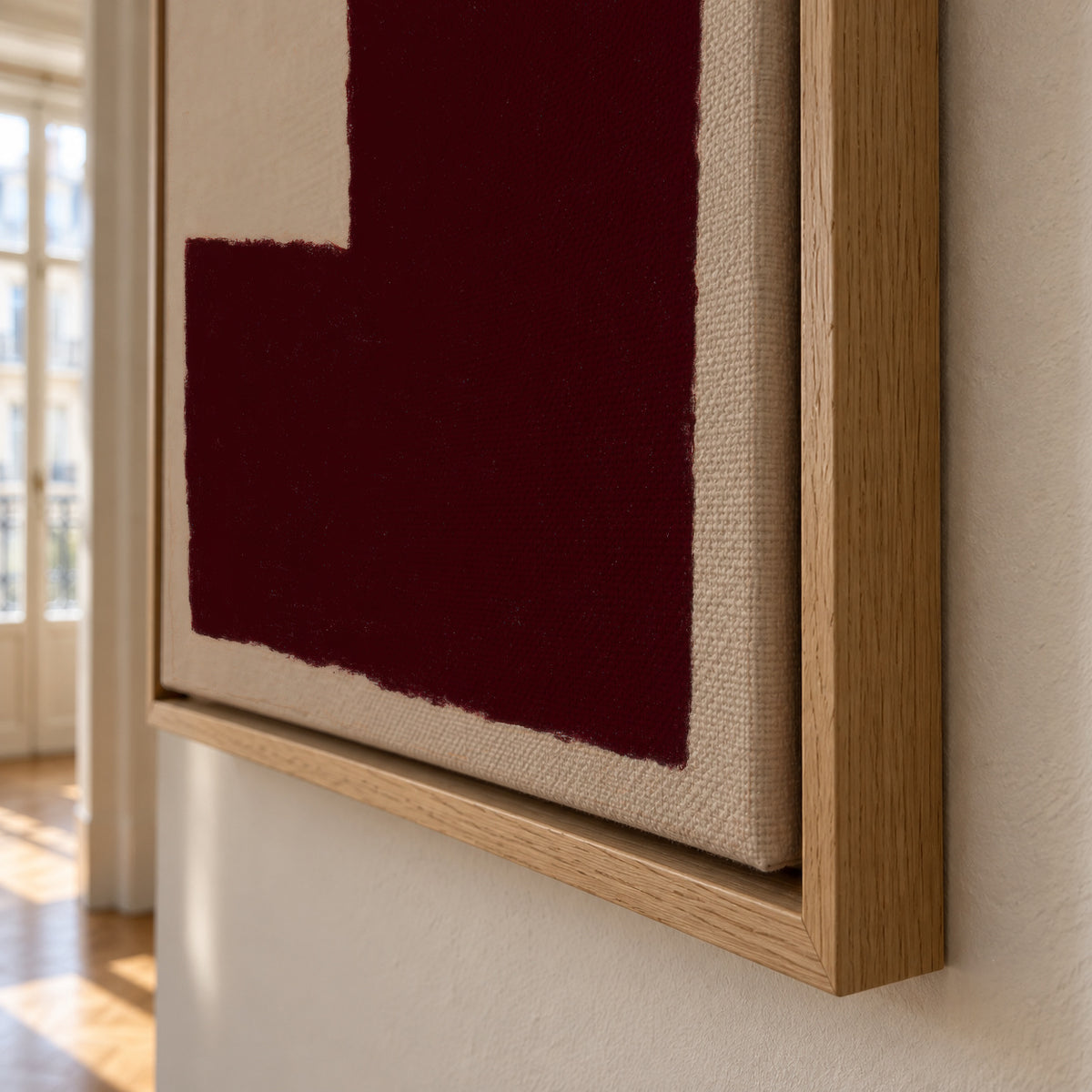 Burgundy Corner V - Framed canvas detail