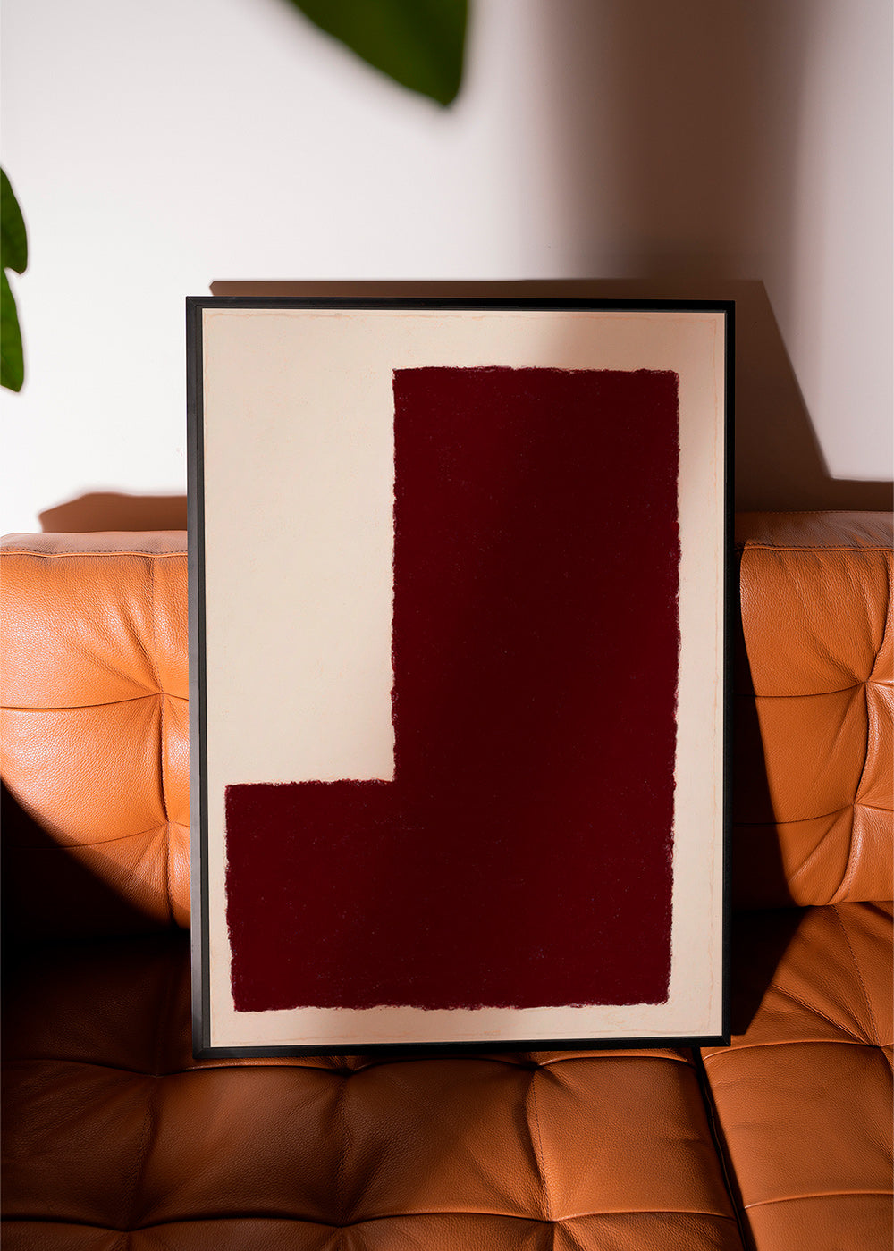 Cuadro abstracto con gran bloque burdeos – Product1