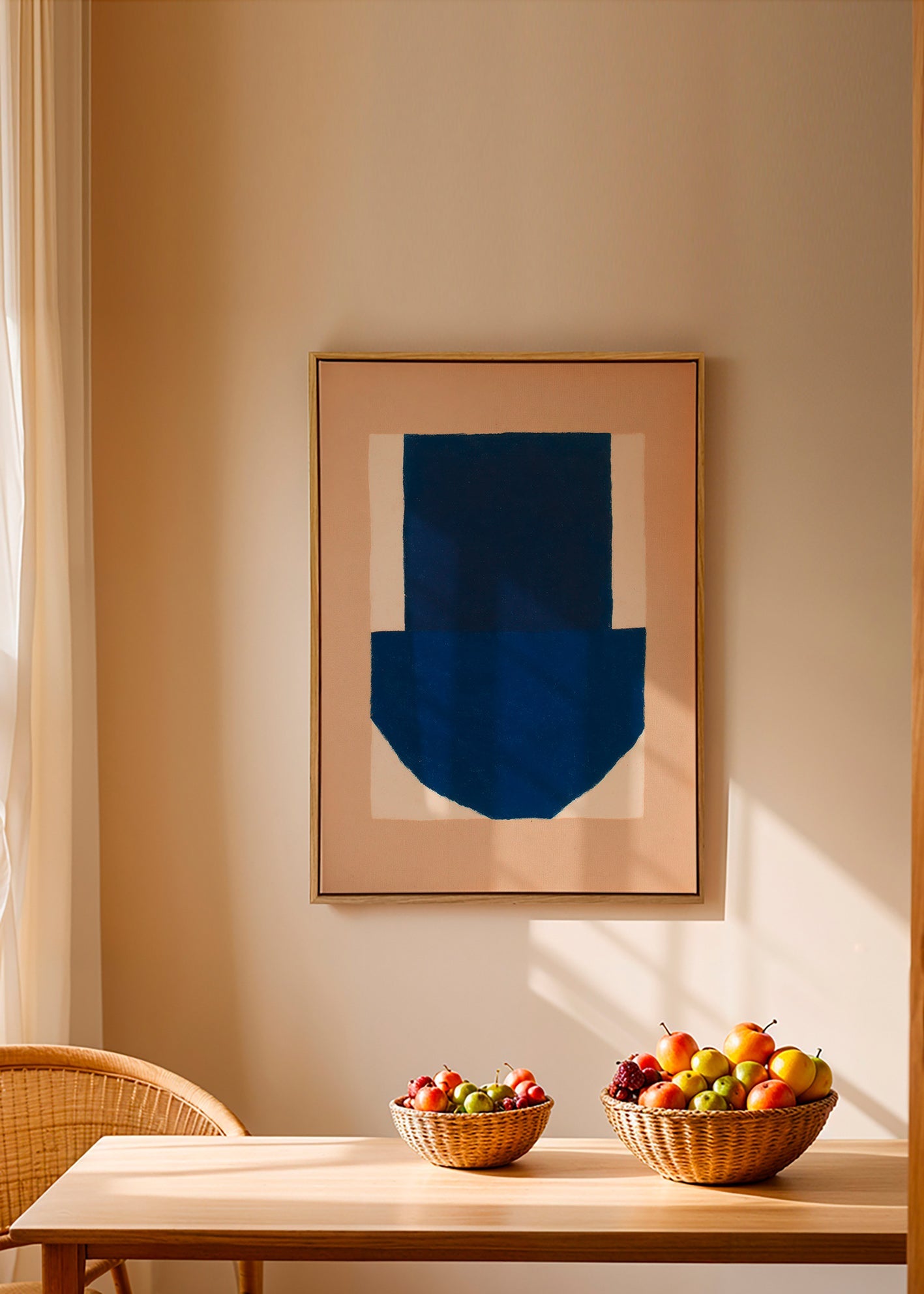 Cuadro geométrico con bloque azul marino – Canvas1