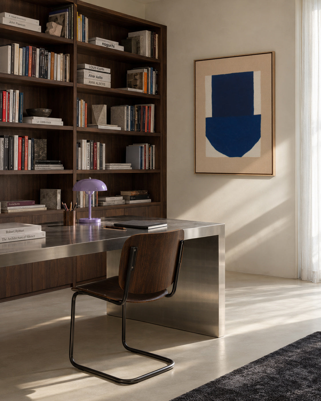Navy Totem - Framed canvas in an interior