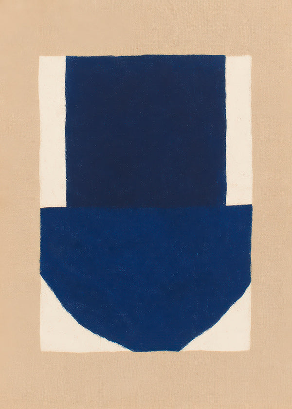 Cuadro geométrico con bloque azul marino